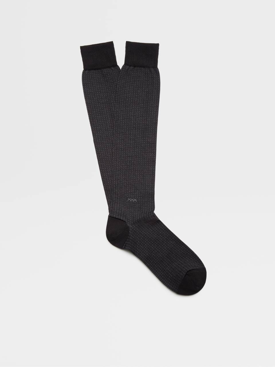 Black Micro Polka Dots Cotton Blend Mid Calf Socks
